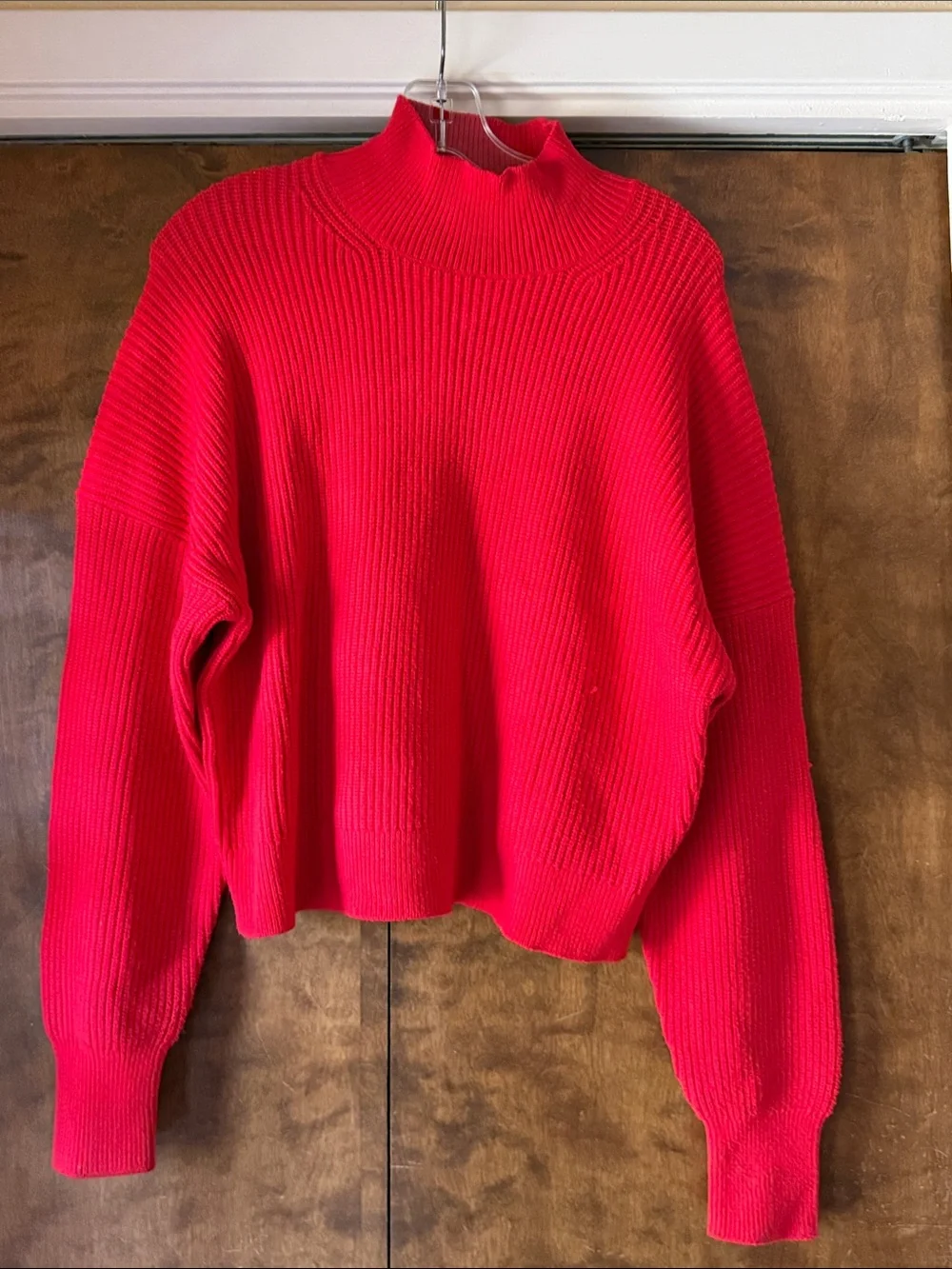 J.Crew Ribbed Turtleneck Sweater In Stretch Yarn Candy Apple. Size L